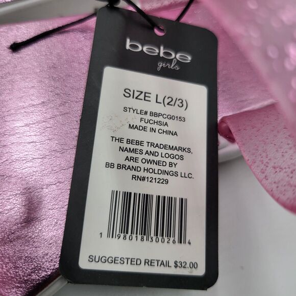 BEBE GIRLS NWT  pink fuchsia & silver size 2/3 press stud jelly sandals - Picture 6 of 6